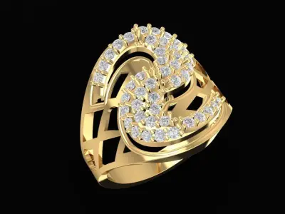 Luxury Twisted Diamond Ring for Women 3D Model 1479 3D print model
