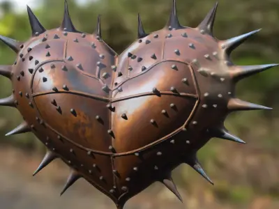 Spiked Rusty Heart 3D model