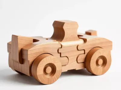 Wooden Puzzle Car model pack Low-poly 3D model