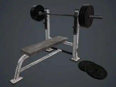 Weight Bench PBR Game Ready Low-poly 3D model