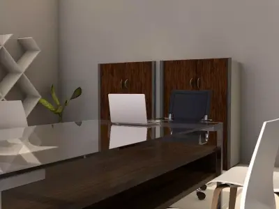 office with glass table and chairs Low-poly 3D model