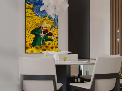 Modern living room dining room interior scenes 515 3D model