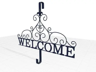 Brown Rustic Welcome Wreath Hanging Accessory 3D model