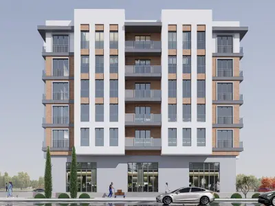 apartment building realistic Low-poly 3D model