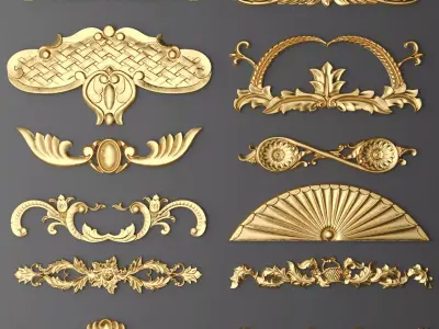 luxury 2 set of ornate gold ornaments 3D model