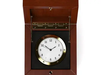 Golden Watch in Wooden Box 3D model