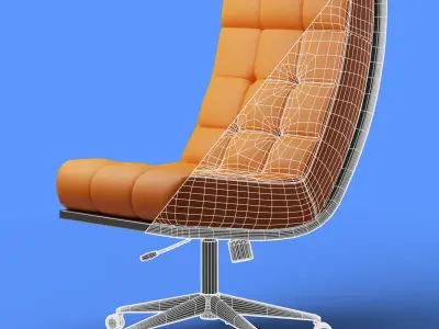 Luxury and Futuristic modern relaxing leather chair  Low-poly 3D model