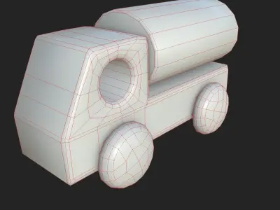 Wooden Toy Truck low poly game ready Low-poly 3D model