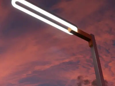 Sci-fi Simple Street Light Post 002 3D model