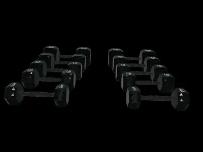 high-quality set of 5 dumbbells in a realistic 3D model Free low-poly 3D model