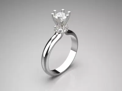 Flower design solitaire engagement ring model sr0016 3D print model