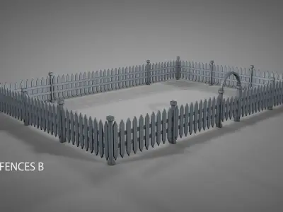 Modular Fence Systems Low-poly 3D model