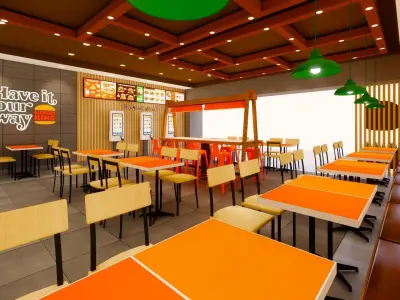 Detailed Burger King Restaurant Design - Prime Concept 2 3D model