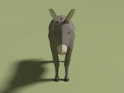 Low Poly Cartoon Donkey Low-poly 3D model