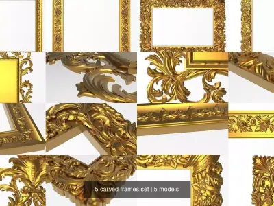 5 carved frames set 3D Model Pack shop