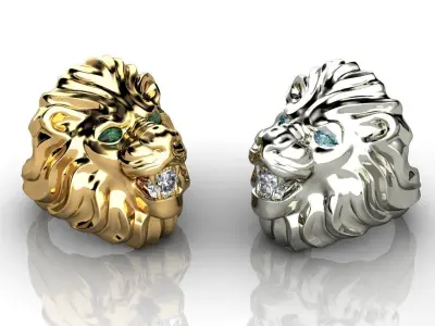 Diamond King Lion Ring 3D print model