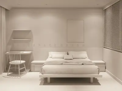 Bedroom scene 01 Low-poly 3D model
