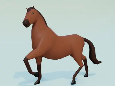 Horse Rigged Low poly 3D model Low-poly 3D model