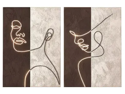 Wall Art Abstract Face Line LED Light Low-poly 3D model