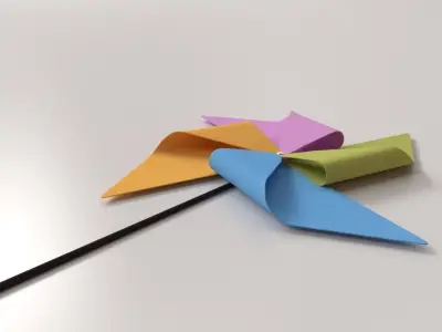 Pinwheel origami paper 3D model