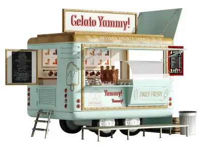 Food Truck IceCream green set 2 3D model