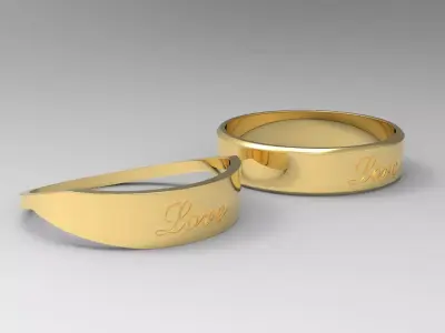 Love Couple Ring Gold 3D print model