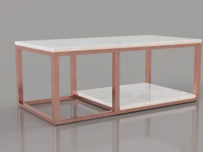 Modern rectangular Marble and metal table Free 3D model