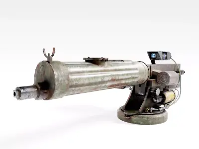 Machinegun  post-apocalypse turret Maxim  da1 rf1 Low-poly 3D model