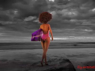 Surf girl 3D print model