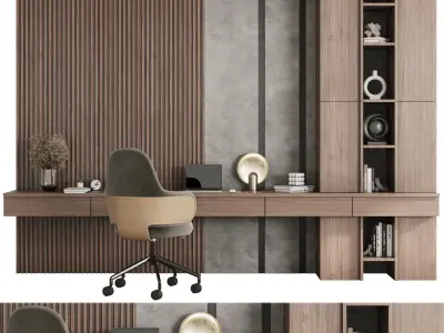 Workplace - Home offfice set- office furniture 18  Low-poly 3D model