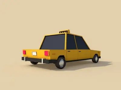 Cartoon Low Poly Taxi Low-poly 3D model