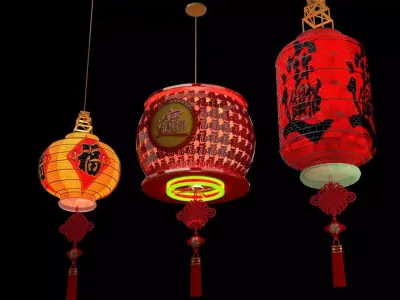 Chinese red lantern  3D model 48