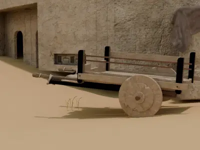 Medieval Wooden Cart 3D model