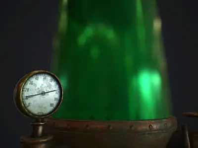 Steampunk boiler animated pbr Low-poly 3D model