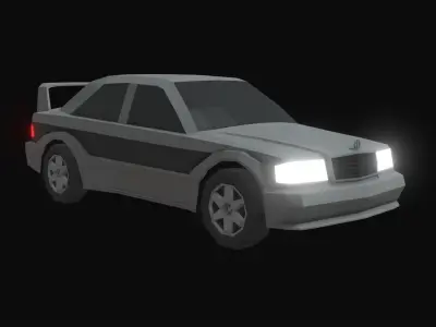 Mercedes 190 Low Poly Low-poly 3D model