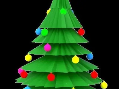 Christmas tree with decorations and star for holiday season Low-poly 3D model