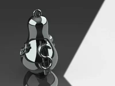 Cashbag Pendant Luxury Moneybag Necklace Gold Platinum Jewelry 3D print model