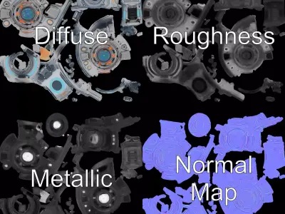 Futuristic Spherical Device Model Pack Low-poly 3D model