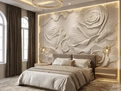 modern panel wall decor set relief stl mural CNC 174 3D model