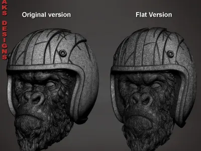 Biker gorilla 1 bas relief 3D print model