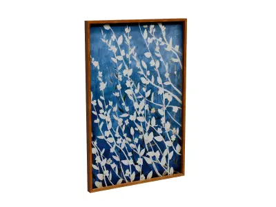 Azure Blossoms Wood Framed Print On Canvas Wall Art Low-poly 3D model
