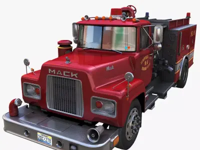 Classic Fire truck Low-poly 3D model