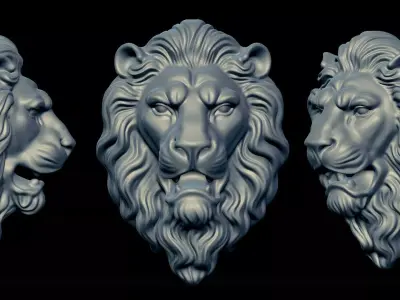 Lion Head Sculpture 3D print 3D print model