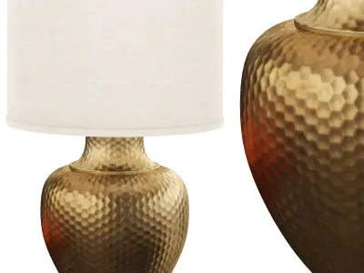 decorative set hammered gold table lamp 3D model