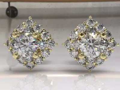 Timothes Diamond Earing 3D JewelryModel Printable 3D ER4 3D print model