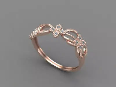 Womens Diamond Signet Ring Women Rings 3dmodels 3D print model 3D print model 65