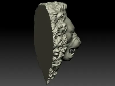 Lion Head Relief  3D Print Model 3D print model