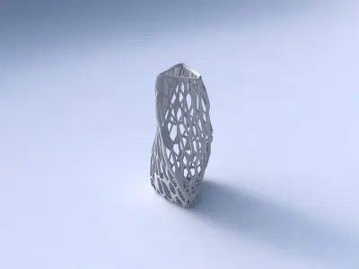 Vase twist triangle with faceted organic lattice 3D print model