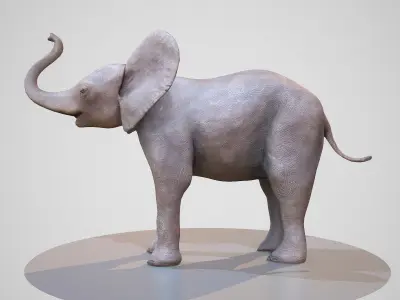 Rigged Baby Elephant Low-poly 3D model