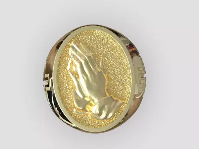 Man signet praying hand signet ring model 997 3D print model